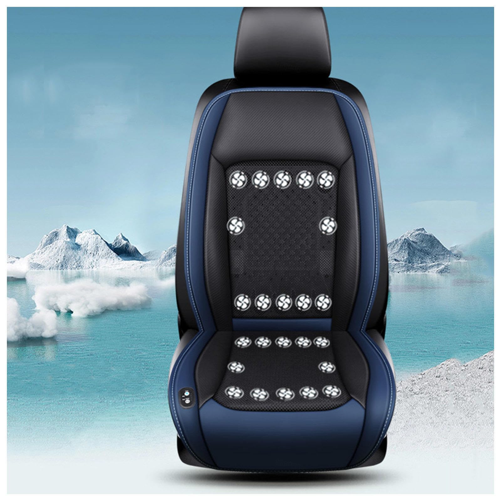 CUCUKAKA Cooling Car Seat, mit 24 Ventilatoren 3 einstellbare Windgeschwindigkeiten Sitzauflage Auto Gegen Schwitzen Cooling Car Seat für Auto LKW Van,Blue-12V von CUCUKAKA