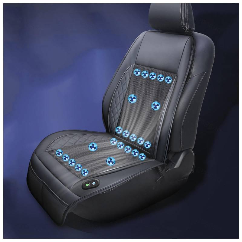 CUCUKAKA Cooling Car Seat, mit 24 Ventilatoren 3 einstellbare Windgeschwindigkeiten Sitzauflage Auto Vordersitze Autositzauflage für Auto LKW Van,Black-24V von CUCUKAKA