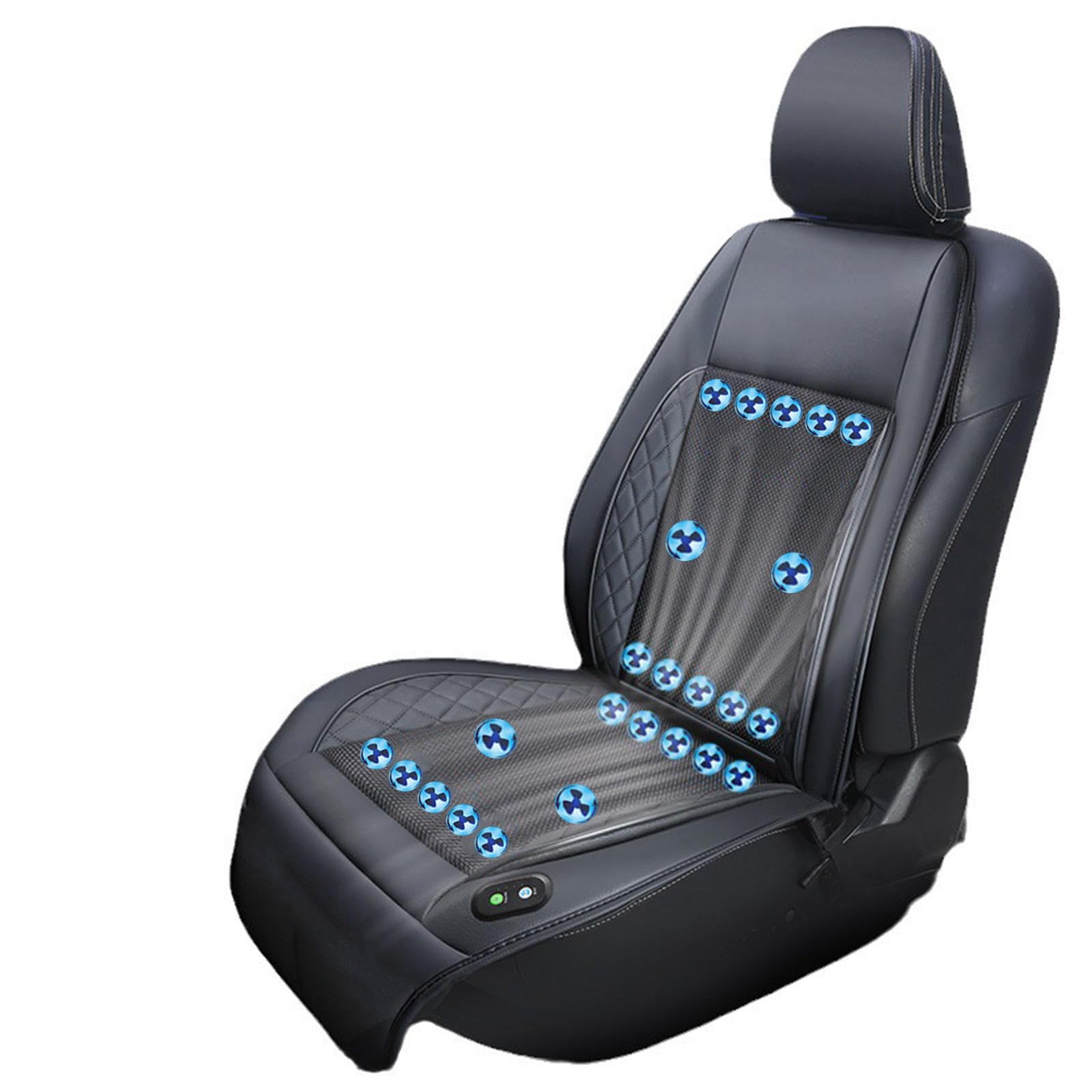 CUCUKAKA Cooling Car Seat Cover, mit 24 Ventilatoren 3 einstellbare Windgeschwindigkeiten Auto Sitzbezüge Kühlende Sitzauflage Auto für Auto LKW SUV RV,Black-24V von CUCUKAKA