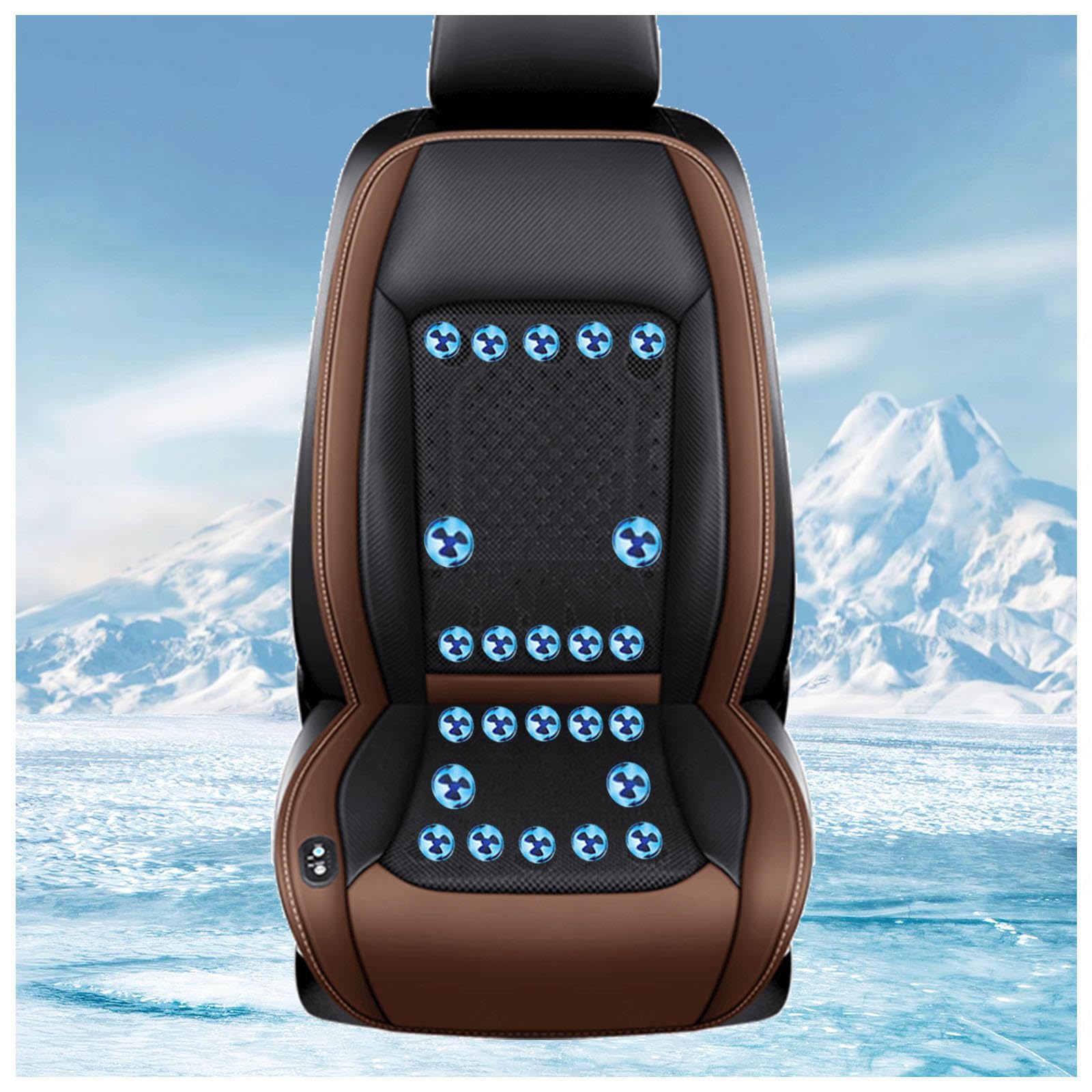 CUCUKAKA Cooling Car Seat Cover, mit 24 Ventilatoren 3 einstellbare Windgeschwindigkeiten Klima Sitzauflage Auto Cooling Car Seat für Auto LKW Van,Brown-12V von CUCUKAKA