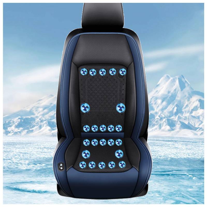 CUCUKAKA Kühlende Sitzauflage Auto, mit 24 Fans, 12v/24v, 3 Kühlstufen Klima Sitzauflage Cooling Car Seat Cover für Auto LKW Van,Blue-12V von CUCUKAKA