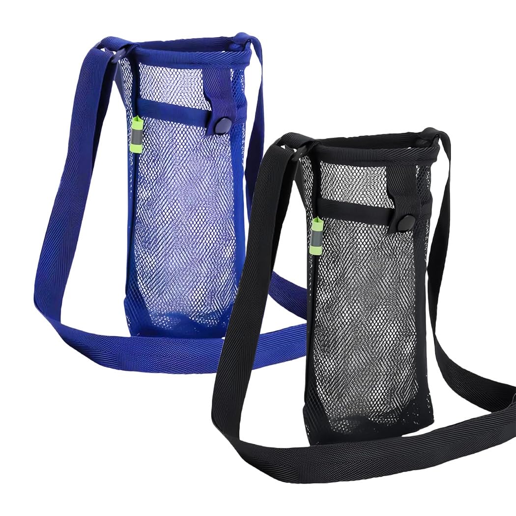 CUEMOON 2 Stück Wasserflaschenhalter, Wasserflaschenhalter Mesh, Wasserflaschenträger Wasserflaschen-Tasche aus Netzstoff, Zubehör für Wasserflasche, geeignet für Wandern, Reisen von CUEMOON