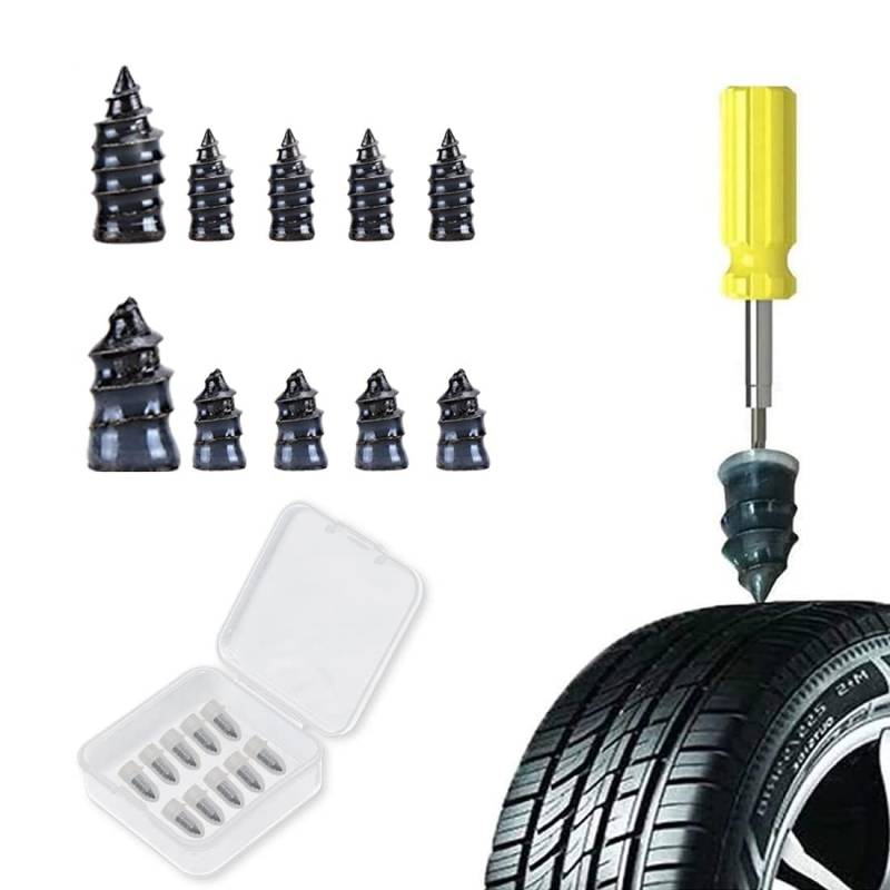 CUHZA 10 pcs Gummi Nagel，Reifen Reparatur Nägel，Reifen-Reparatur-Nägel-Gummi-Nagel，Schlauchlose Reifen-Reparaturset, Schnelles Werkzeug Reifenreparaturnagel, für Fahrrad, Motorrad, LKW（5S + 5L） von CUHZA