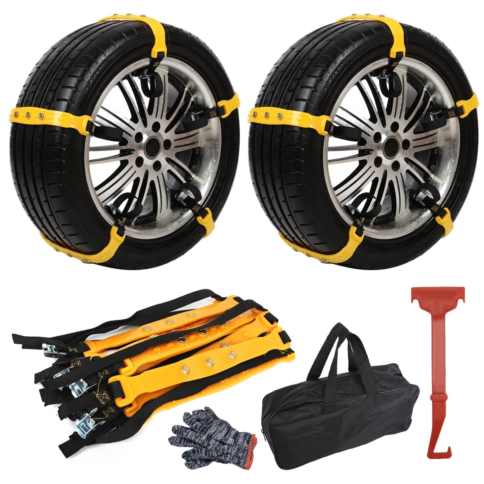 10 Stück Auto Schneeketten Universal mit Nylontasche für Reifen 165-275mm für Auto LKW SUV, Schneekette Anfahrhilfe Schnee Winterketten Auto Autoketten Snow Chains Autosock Snow Socks Car Anfahrhilfe von CUINIUNAID