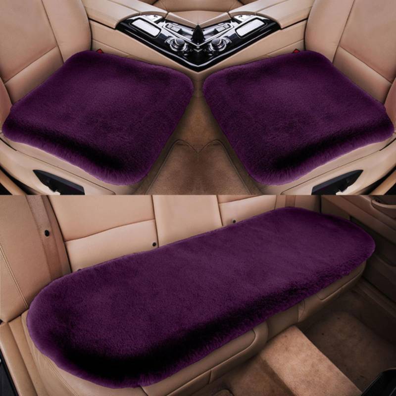 Auto Sitzauflage Autositzauflage Universal Winter Plüsch Sitzkissen Sitzbezüge Auto für Vordersitze Rücksitz, Auto Fahrzeug Sitzschut (Weintraube Violett,2+1 Sitzbezüge vorne und hinten) von CULASIGN