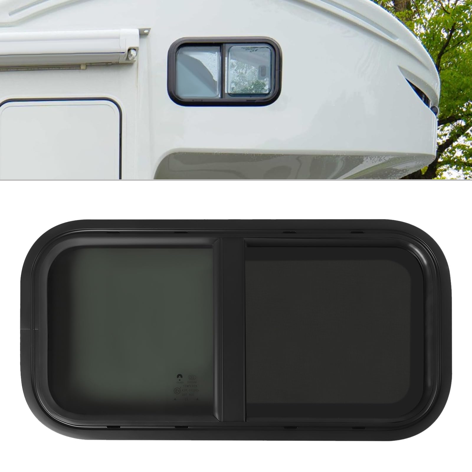 Wohnmobilfenster, Schiebefenster Camper Wohnmobil Fenster 600*300mm, Wohnwagen Fenster Wasserdicht Aluminium Schwarz FüR Rv Wohnwagen Wohnmobil Caravan von CUMELLIIR