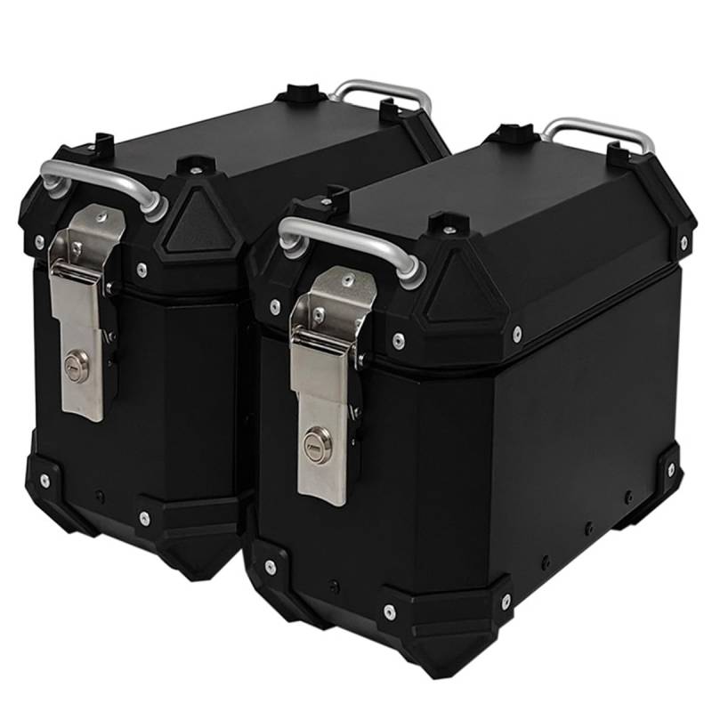 CUPKEE 16L Seitenkoffer Hard Satteltaschen Für Motorrad Scooter Trunk, Aluminium Motorrad wasserdichte Satteltasche Universal Motorradkoffer Taschen Silber 1 Paar, Für Reise Cross-Country,Schwarz,16L von CUPKEE