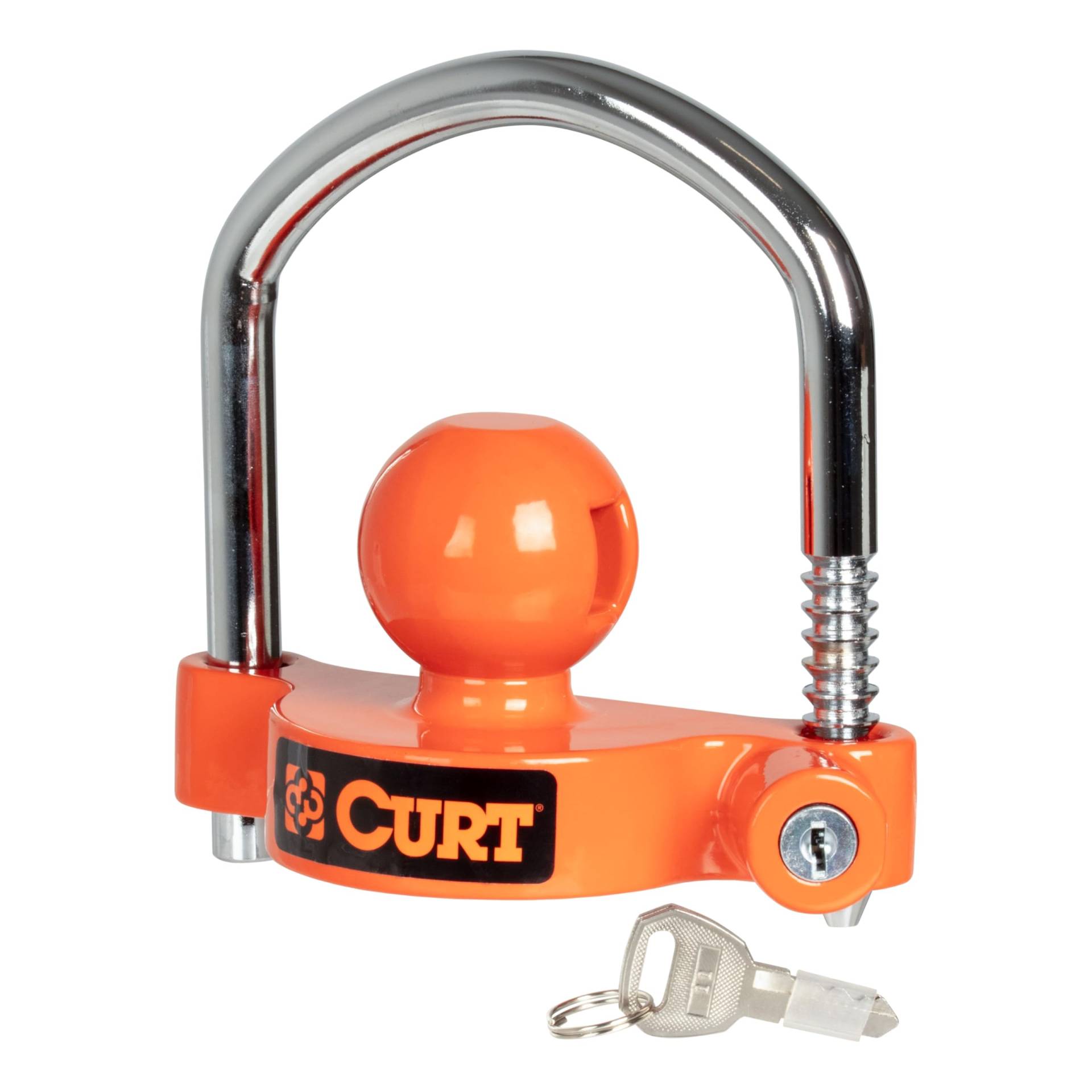 CURT 23090-KA Universal-Anhängerkupplungsschloss, leuchtend orange, passend für Kupplungen mit 4,8 cm, 5,1 cm oder 6,4 cm Kugeldurchmesser, gleichschließend von CURT