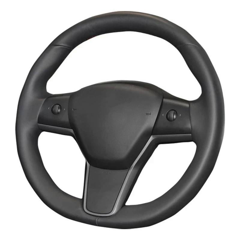 Lenkradabdeckung Für Tesla Für Modell 3 2017 2018 2019 2020 2021 Handgenähte Autozubehör Schwarzes Kunstleder Autolenkradabdeckung Lenkradbezug Auto(Gray Thread) von CUTEAS