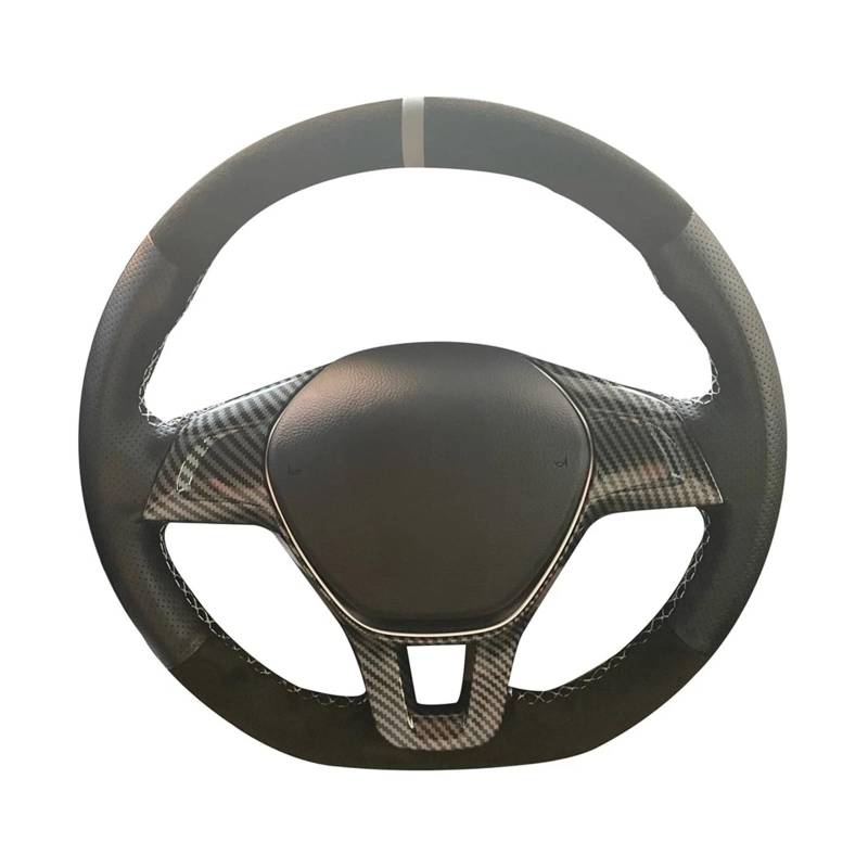 Lenkradabdeckung Für VW Für Polo Für Jetta Für Passat B8 Für Golf 7 Mk7 Auto Zubehör Geflecht Auto Lenkrad Abdeckung Wildleder Lenkradbezug Auto(Gray Thread) von CUTEAS