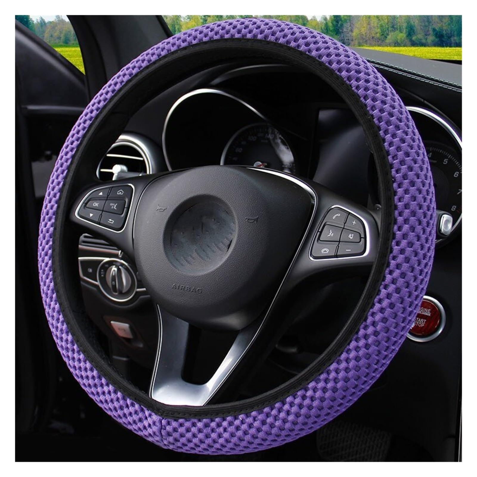 Lenkradabdeckung Universelle Auto-Lenkradabdeckung ohne Innenring, elastischer Griff für rutschfeste Lenkradabdeckung, geeignet für 14,5–15 Zoll Lenkradbezug Auto(Purple) von CUTEAS