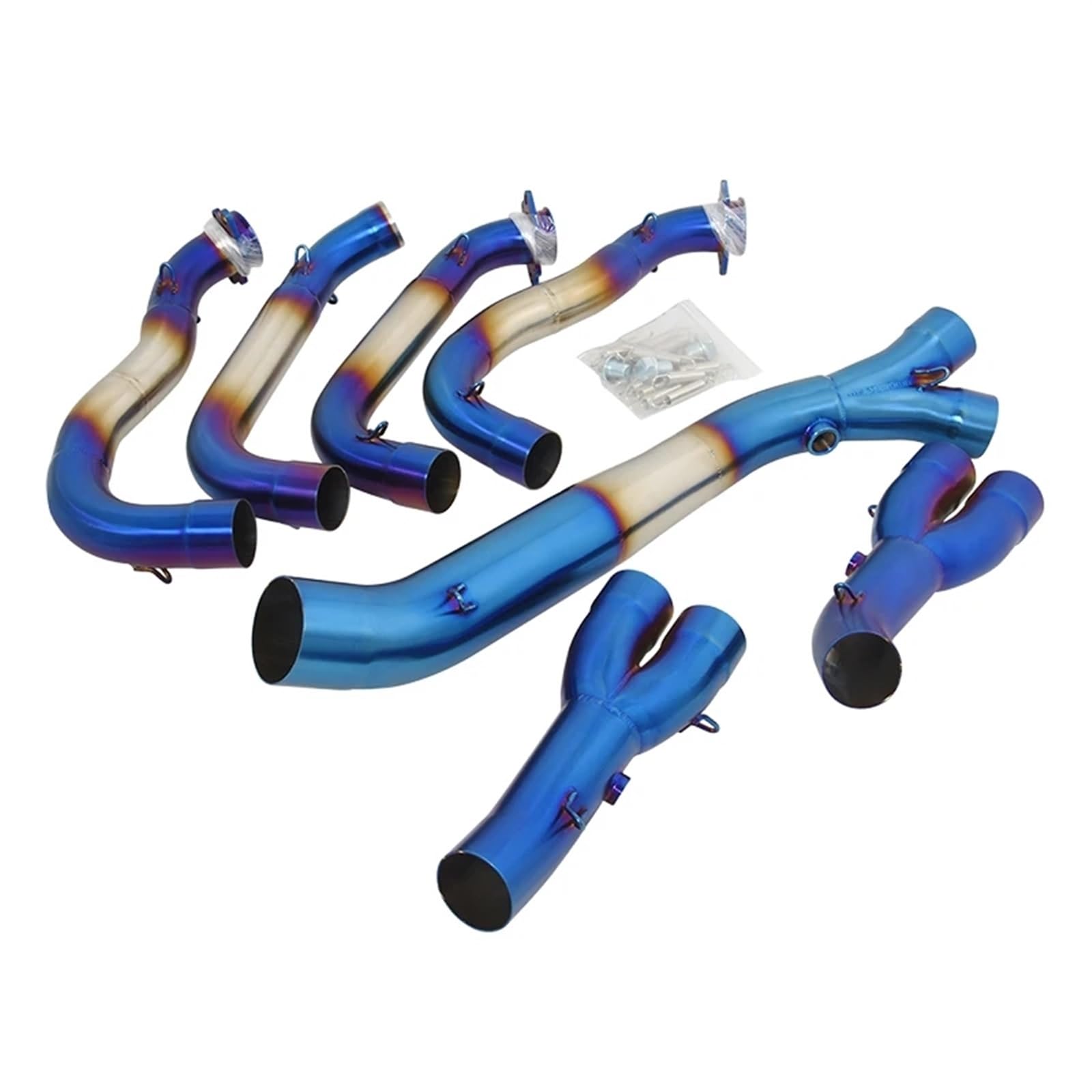 Motorrad-Endrohre Für Für S1000RR Für S1000r 2010-2018 Slip On Motorrad Auspuff Vorne Link Rohr Motorrad Auspuffrohr(Half Blue) von CUTEAS