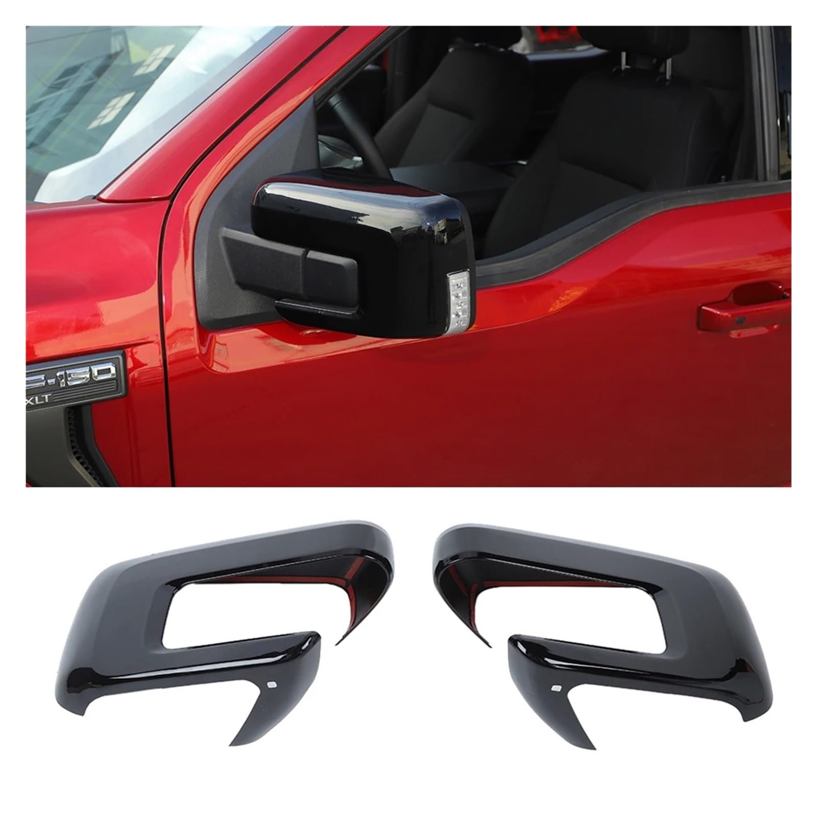 Rückspiegelkappe Für Ford F150 2021 2022 2023 2024 Auto Rückspiegel Schutz Abdeckung Trim Caps Aufkleber Außenspiegelkappe(Black 2PCS) von CUTEAS