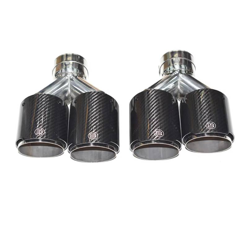 Schalldämpferspitze Für Benz Etc Auto Zubehör Auspuffrohr Vier Outlet Mit B Druck Tipps Real Carbon Fiber Glänzende Auspuffrohr Auto Endrohre(One Pair L R) von CUTEAS