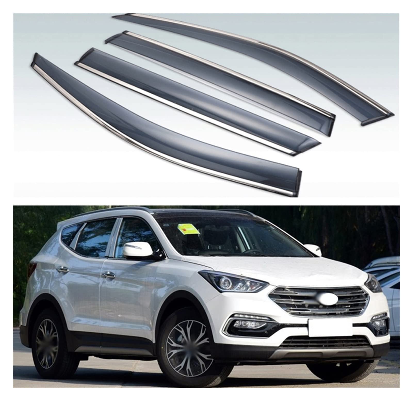 Visier Deflector Außenschirme Deflektor Für Hyundai Santa Fe IX45 2017 2018 Windabweiser Seitenfenster Regenabweiser von CUTSUGOK