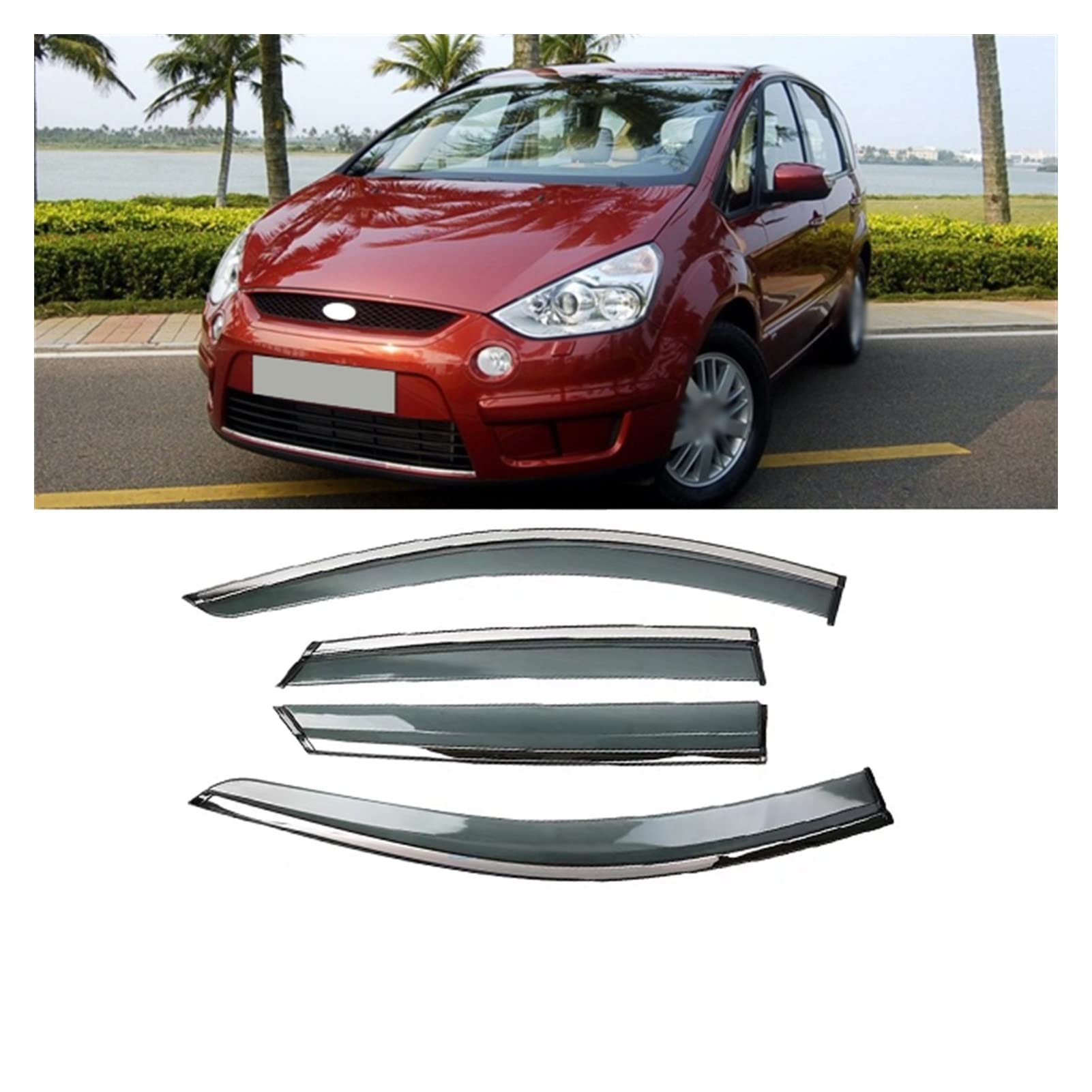 Visier Deflector Türvisierschirme Für Ford S-MAX 2007-2008 Windabweiser Seitenfenster Regenabweiser von CUTSUGOK