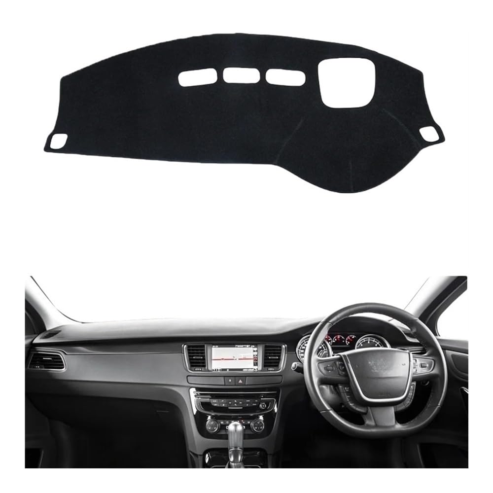 Auto Dashboard Abckung Matte Armaturenbrett-Abdeckung Armaturenbrett-Matte Für Peugeot Für 508sw Für 508GT 2010-2018 Sonnenschutz Teppich Kissen Sonnenblende Schutz Autozubehör(Black,STYLE A_RIGHT RUD von CVZSD