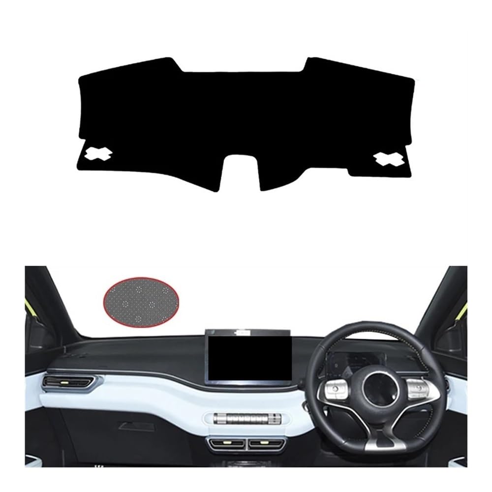 Auto Dashboard Abckung Matte Auto Dashboard Abckung DashMat Für BYD Für Seagull 2023 2024 Flanell Wildler Polyester Teppich Cape Protector Sonnenschutz(Color:A:Black Edge,RHD) von CVZSD