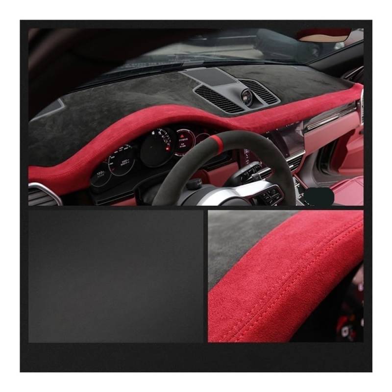 Auto Dashboard Abckung Matte Auto Dashboard Abckungen Für Alfa Für Romeo Für Giulia Für Stelvio 2015-2022 Auto Zubehör Dashboard Sonnenschirm Kissen Pad Teppiche(Black red edge) von CVZSD