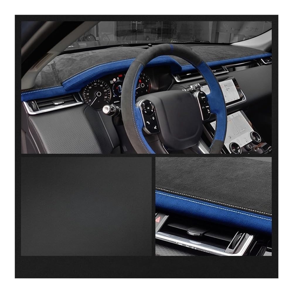 Auto Dashboard Abckung Matte Auto Dashboard Abckungen Für Alfa Für Romeo Für Giulia Für Stelvio 2015-2022 Auto Zubehör Dashboard Sonnenschirm Kissen Pad Teppiche(Black with blue) von CVZSD