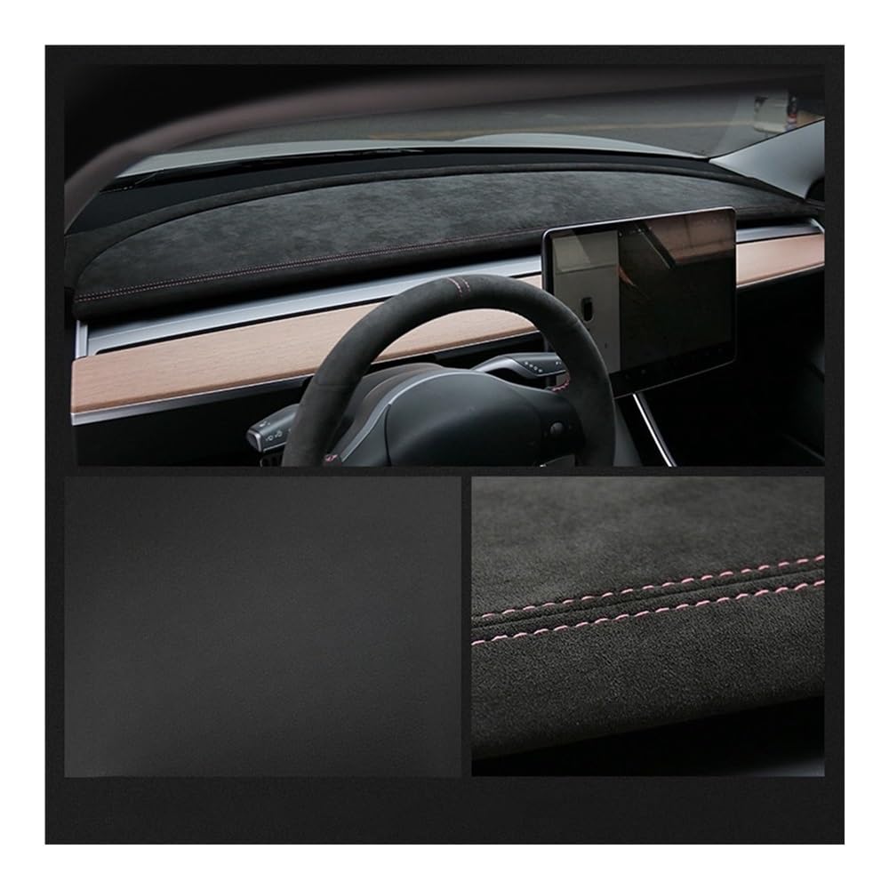 Auto Dashboard Abckung Matte Auto Dashboard Abckungen Für Alfa Für Romeo Für Giulia Für Stelvio 2015-2022 Auto Zubehör Dashboard Sonnenschirm Kissen Pad Teppiche(Pink stitch) von CVZSD