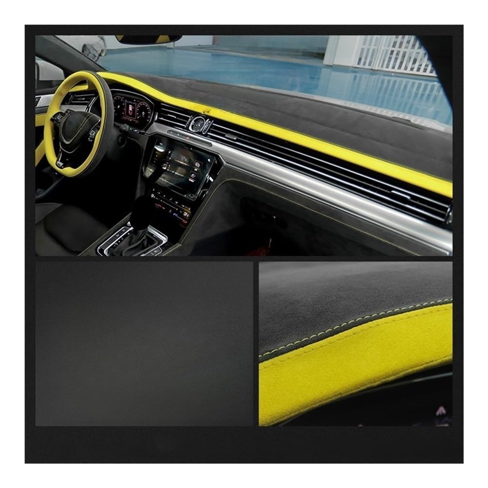 Auto Dashboard Abckung Matte Auto Dashboard Abckungen Für Alfa Für Romeo Für Giulia Für Stelvio 2015-2022 Auto Zubehör Dashboard Sonnenschirm Kissen Pad Teppiche(Yellow) von CVZSD