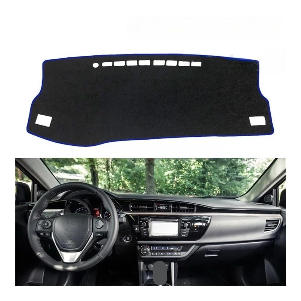 Auto Dashboard Abckung Matte Dashboard Cover Schützende Pad Für Für Corolla Für E170 Für E160 2014-2018 Auto Zubehör Dash Board Sonnenschirm Teppich(Blue Edge,LHD) von CVZSD