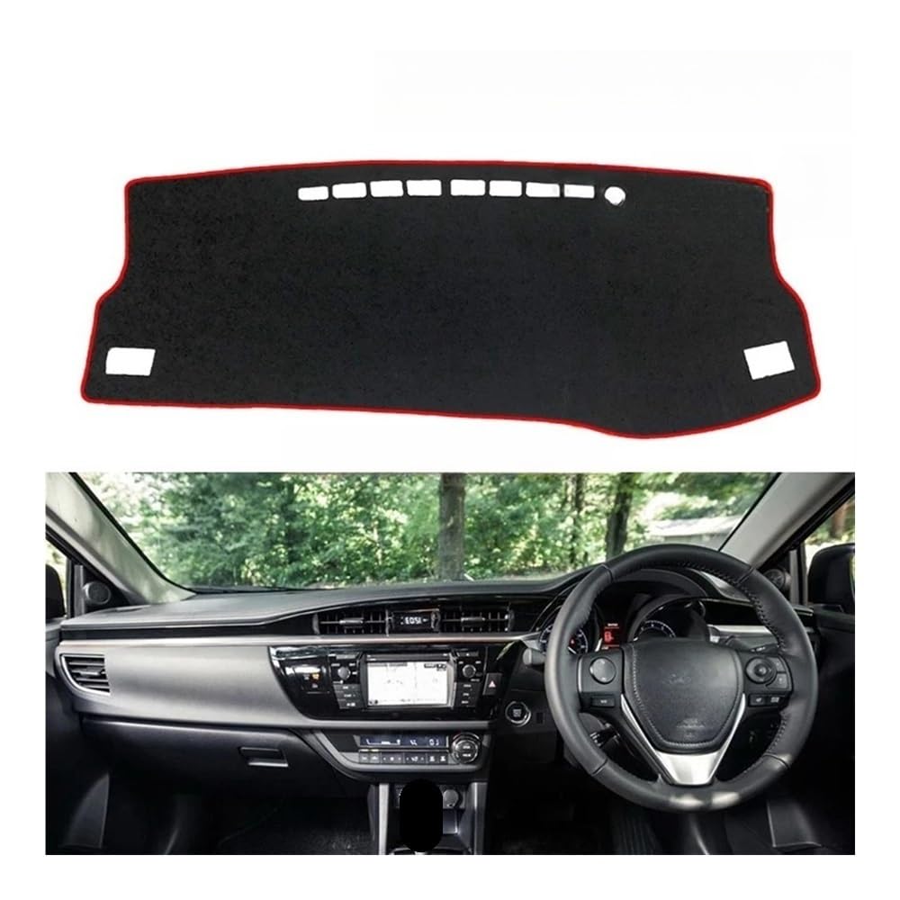 Auto Dashboard Abckung Matte Dashboard Cover Schützende Pad Für Für Corolla Für E170 Für E160 2014-2018 Auto Zubehör Dash Board Sonnenschirm Teppich(Red Edge,RHD) von CVZSD