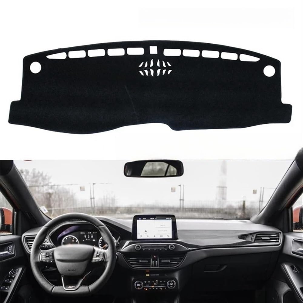 Auto Dashboard Abckung Matte Flanell Für Ford Für Focus 4 2019 2020 Für MK4 Dashboard Cover Schützen Pad Auto Dash Board Sonnenschirm Teppich Dashmat Kissen(Color:A:Black,LHD) von CVZSD