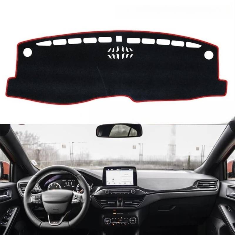 Auto Dashboard Abckung Matte Flanell Für Ford Für Focus 4 2019 2020 Für MK4 Dashboard Cover Schützen Pad Auto Dash Board Sonnenschirm Teppich Dashmat Kissen(Color:A:Red,LHD) von CVZSD