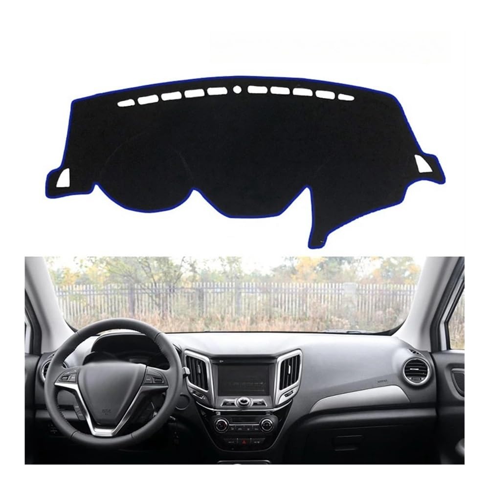 Auto Dashboard Abckung Matte Für Changan Für CS15 2016-2019 Auto Zubehör Dash Board Sonnenschirm Teppich Dashmat Dashboard Cover Schützen Pad(Blue Edge,LHD) von CVZSD