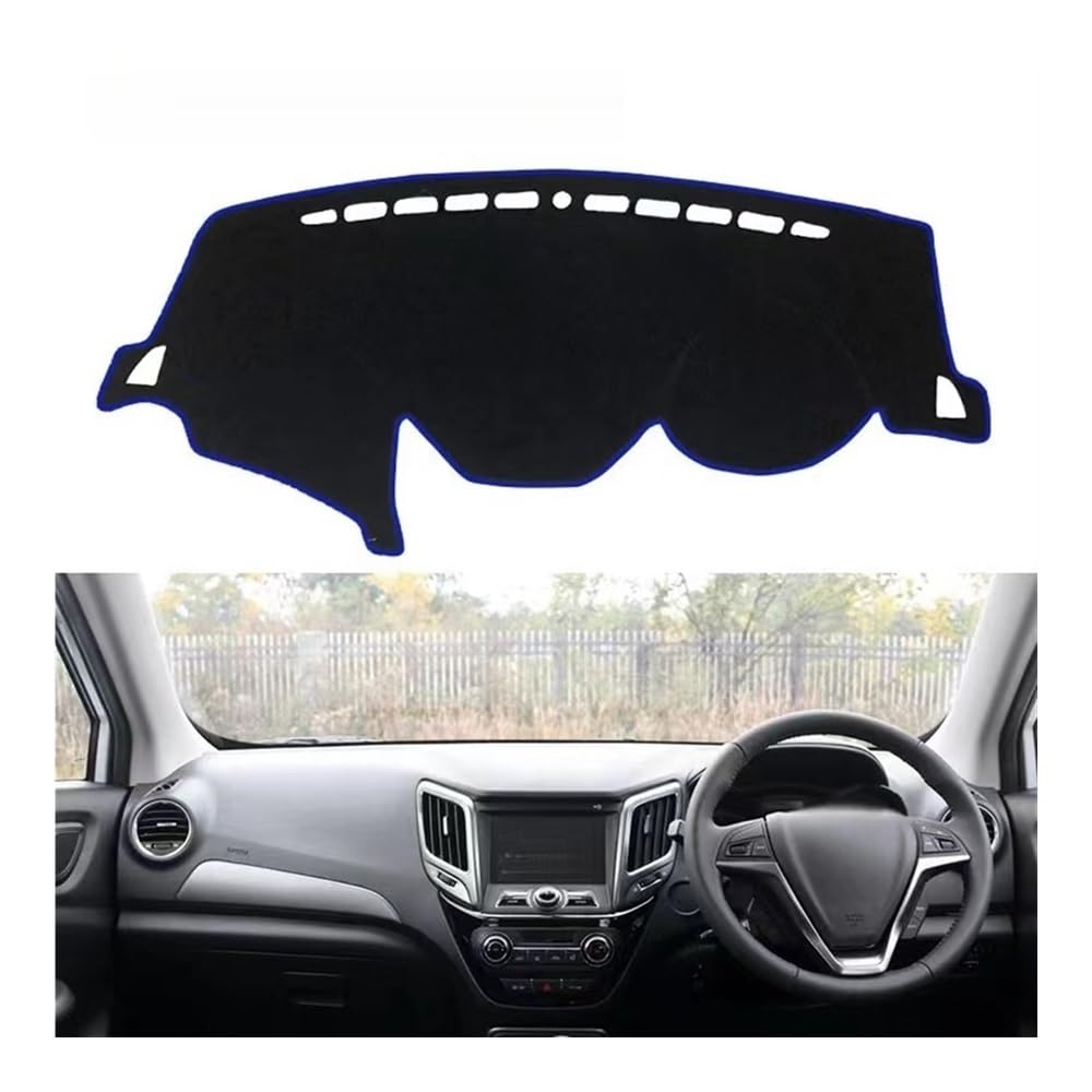 Auto Dashboard Abckung Matte Für Changan Für CS15 2016-2019 Auto Zubehör Dash Board Sonnenschirm Teppich Dashmat Dashboard Cover Schützen Pad(Blue Edge,RHD) von CVZSD