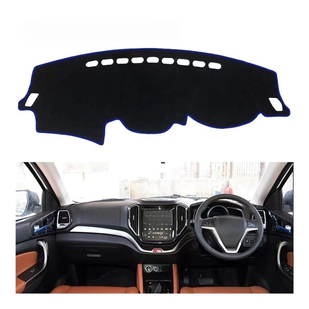 Auto Dashboard Abckung Matte Für Changan Für CX70 2016-2022 Auto Dash Board Sonnenschirm Teppich Dashmat Dashboard Cover Schützen Pad(Blue Edge,RHD) von CVZSD