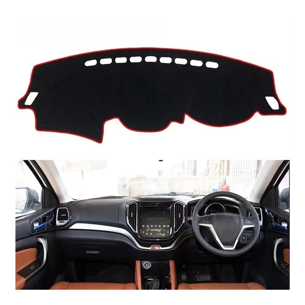 Auto Dashboard Abckung Matte Für Changan Für CX70 2016-2022 Auto Dash Board Sonnenschirm Teppich Dashmat Dashboard Cover Schützen Pad(Red Edge,RHD) von CVZSD