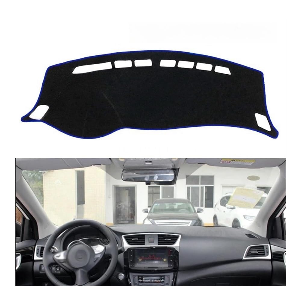 Auto Dashboard Abckung Matte Für Für Sentra Für B17 2013-2019 Für Pulsar Für Sylphy Zubehör Dash Board Sonnenschirm Teppich Dashboard Abckung Schutzhülle Pad(Blue Edge,LHD) von CVZSD