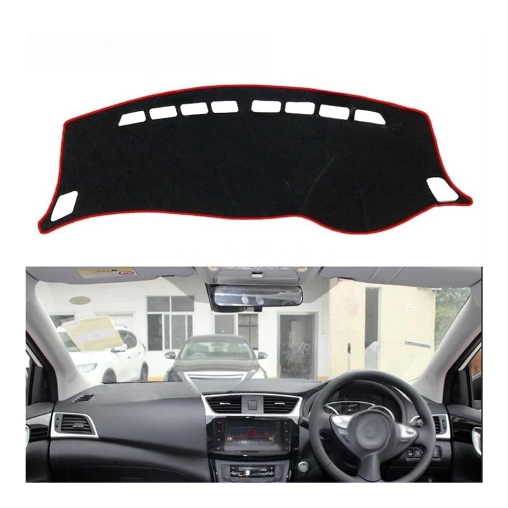 Auto Dashboard Abckung Matte Für Für Sentra Für B17 2013-2019 Für Pulsar Für Sylphy Zubehör Dash Board Sonnenschirm Teppich Dashboard Abckung Schutzhülle Pad(Red Edge,RHD) von CVZSD