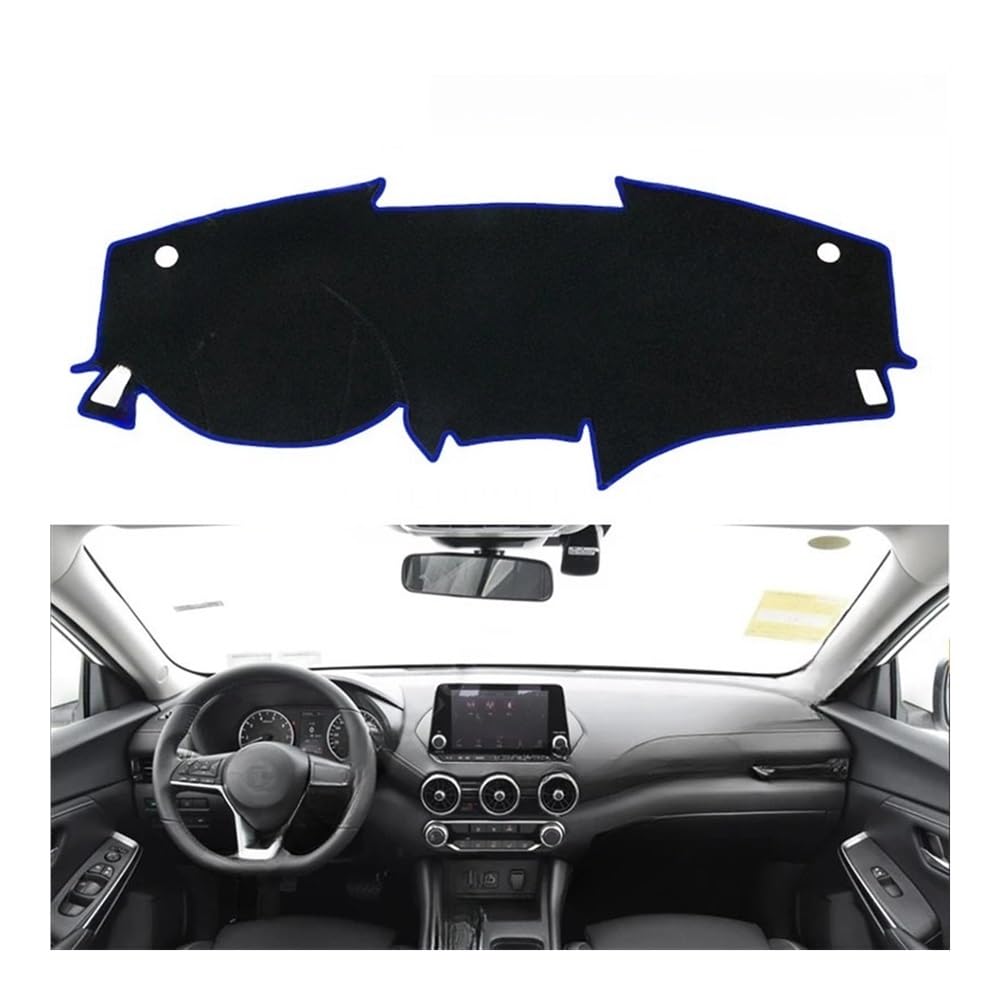 Auto Dashboard Abckung Matte Für Für Sentra Für B18 2020 2021 Zubehör Dash Board Sonnenschirm Teppich Sen Tra Dashboard Cover Schützen Pad(Blue Edge,LHD) von CVZSD