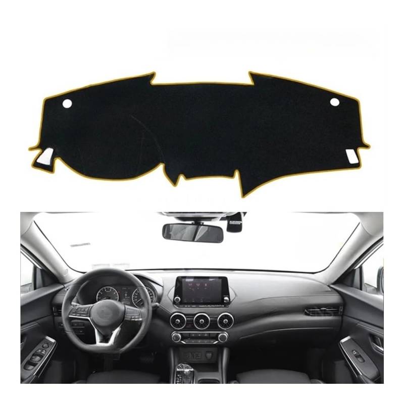 Auto Dashboard Abckung Matte Für Für Sentra Für B18 2020 2021 Zubehör Dash Board Sonnenschirm Teppich Sen Tra Dashboard Cover Schützen Pad(Brown Edge,LHD) von CVZSD