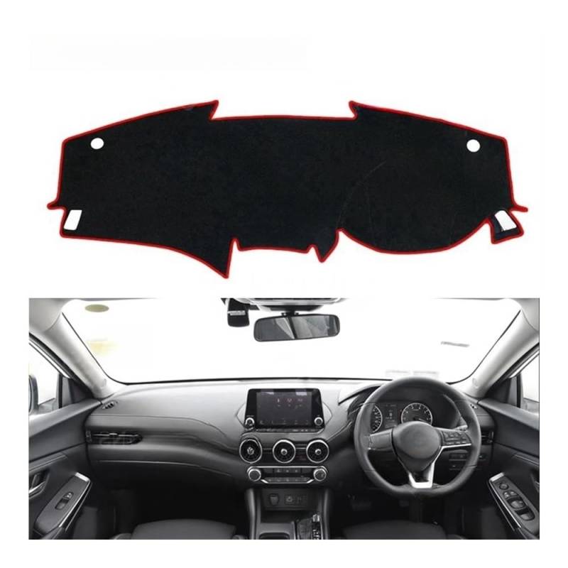 Auto Dashboard Abckung Matte Für Für Sentra Für B18 2020 2021 Zubehör Dash Board Sonnenschirm Teppich Sen Tra Dashboard Cover Schützen Pad(Red Edge,RHD) von CVZSD