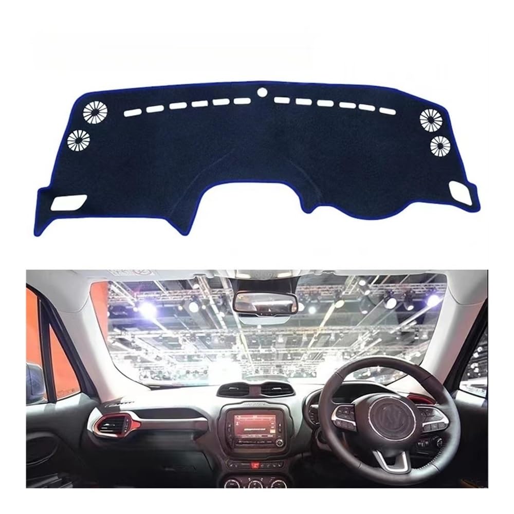 Auto Dashboard Abckung Matte Für Jeep Für Renega 2014-2019 Für BU Für Trailhawk Auto Zubehör Dash Board Sonnenschirm Teppich Dashboard Cover Schützen Pad(Blue Edge,RHD) von CVZSD