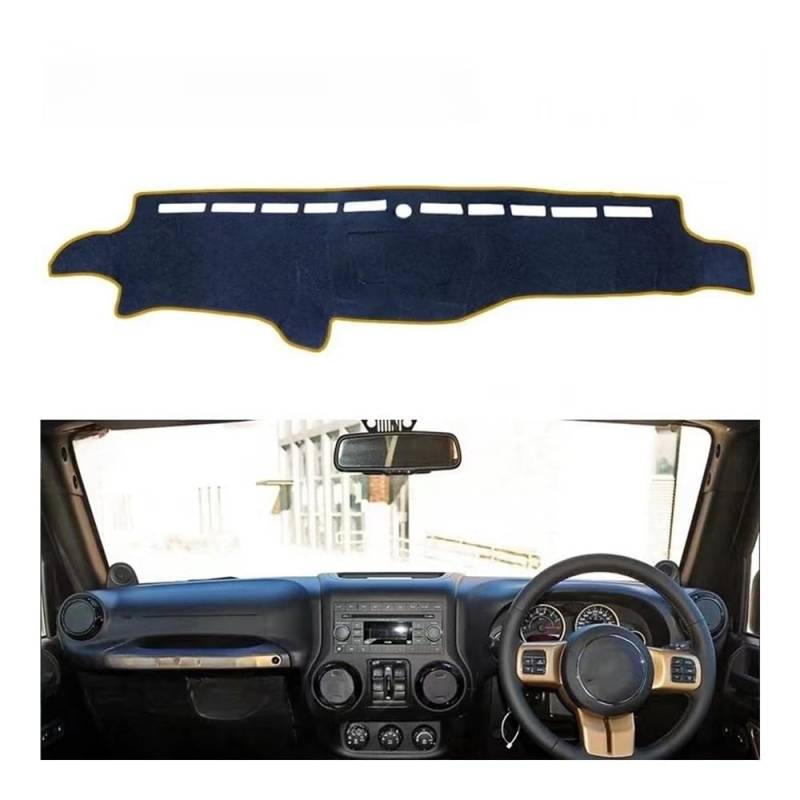 Auto Dashboard Abckung Matte Für Jeep Für Wrangler 2007-2017 Für JK Auto Zubehör Dash Board Sonnenschirm Teppich Dashboard Cover Schützen Pad(Brown Edge,RHD) von CVZSD