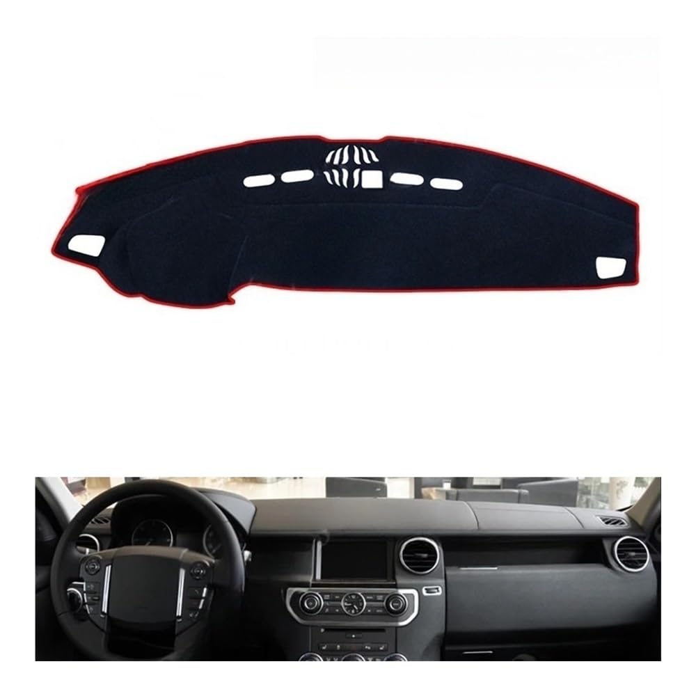 Auto Dashboard Abckung Matte Für Land Für Rover Für Discovery 3 4 2005–2016 Für LR3 Für LR4 Für L319 Auto-Armaturenbrett Sunsha-Teppich Armaturenbrett-Abckung Schutzpolster(Red Edge,LHD) von CVZSD