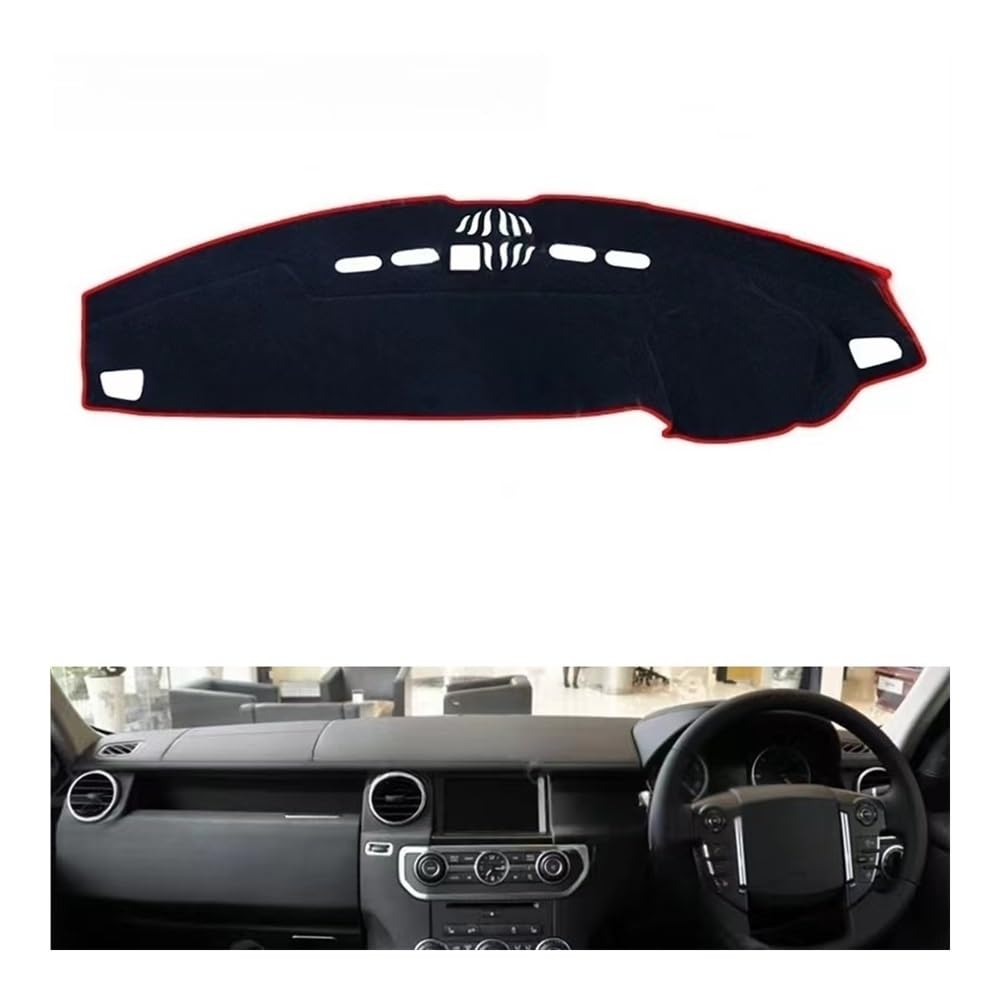 Auto Dashboard Abckung Matte Für Land Für Rover Für Discovery 3 4 2005–2016 Für LR3 Für LR4 Für L319 Auto-Armaturenbrett Sunsha-Teppich Armaturenbrett-Abckung Schutzpolster(Red Edge,RHD) von CVZSD