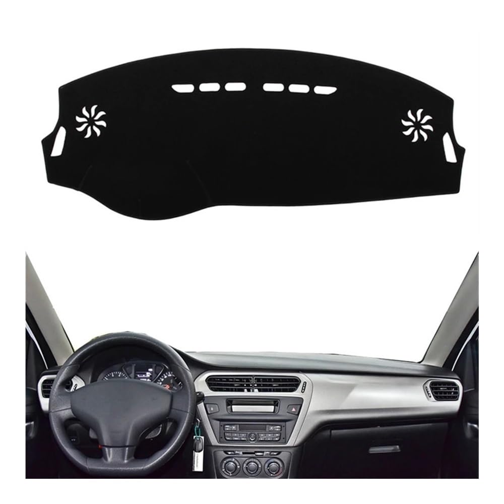 Auto Dashboard Abckung Matte Für Peugeot 301 12–19 Für Citroen Für C-Elysee 12–18 Auto-Dashmat-Teppich Armaturenbrett-Abckung Matte Pad Sonnenschutz Schützen Sie Teppich-Zubehör(Black(Black Edge),LHD) von CVZSD