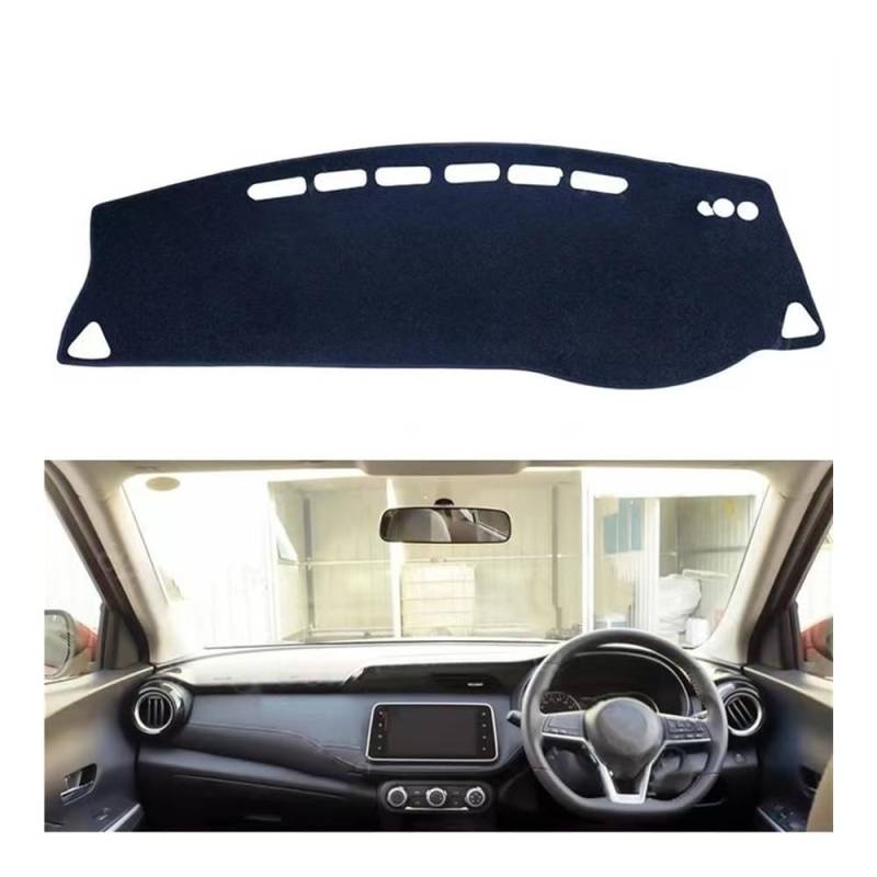 Auto Dashboard Abckung Matte Polyester Für Für Kicks 2016-2020 Für P15 Auto Dash Board Sonnenschirm Teppich Dashboard Abdeckung Schutzhülle Pad(Black Edge,RHD) von CVZSD