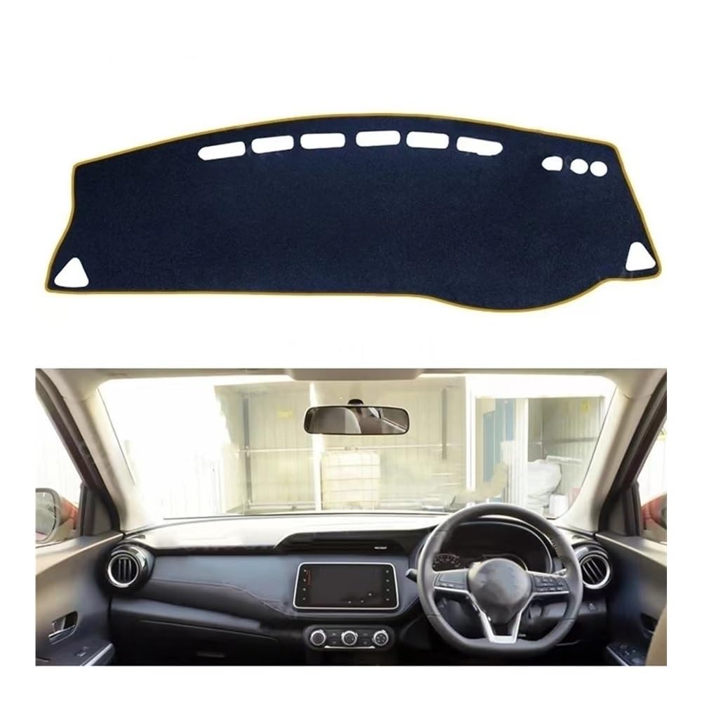 Auto Dashboard Abckung Matte Polyester Für Für Kicks 2016-2020 Für P15 Auto Dash Board Sonnenschirm Teppich Dashboard Abdeckung Schutzhülle Pad(Brown Edge,RHD) von CVZSD