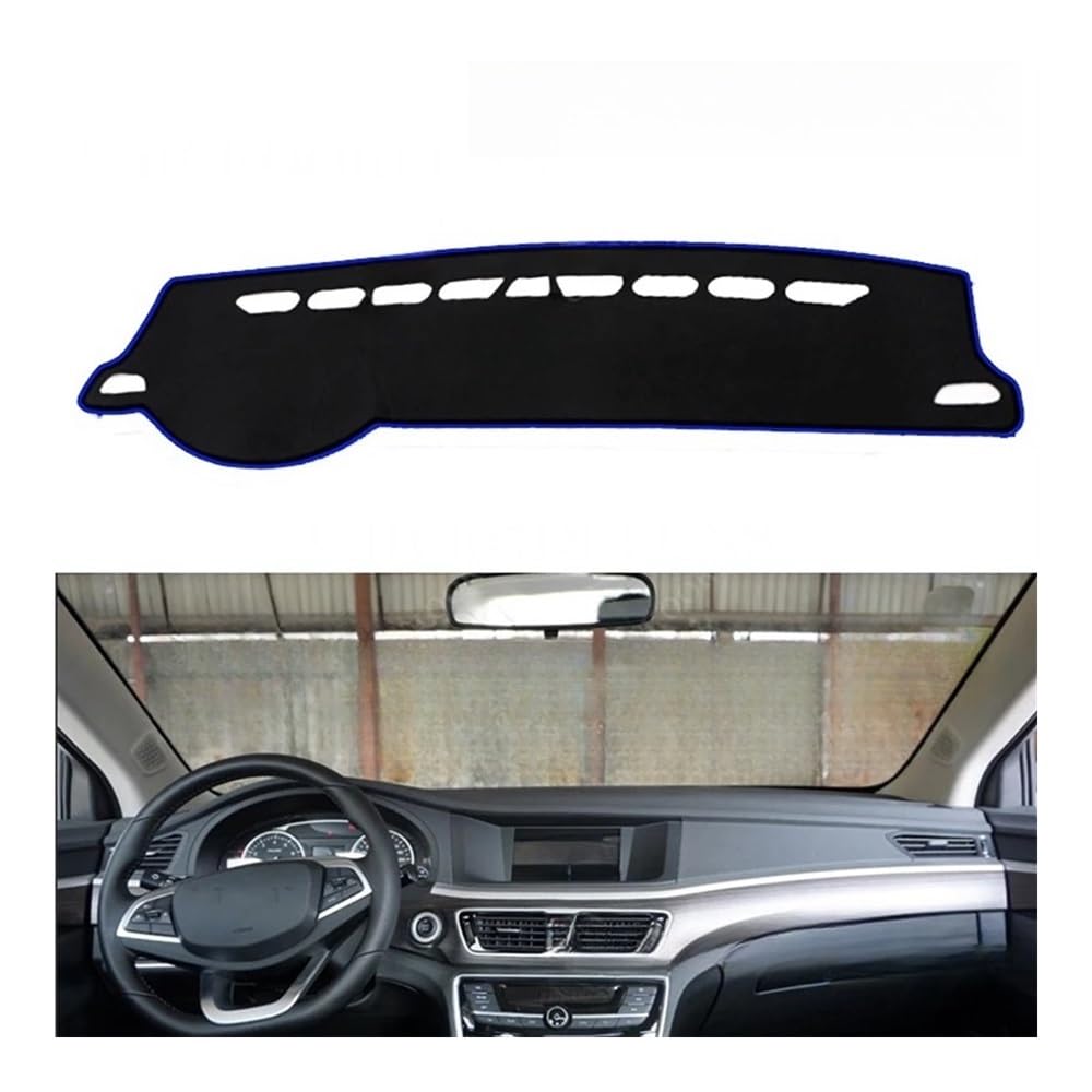 Auto Dashboard Abckung Matte Polyester Für Geely Für GT Für Emgrand 2015-2018 Auto Zubehör Sonnenschirm Teppich Dashmat Dashboard Cover Schützen Pad(Blue Edge,LHD) von CVZSD