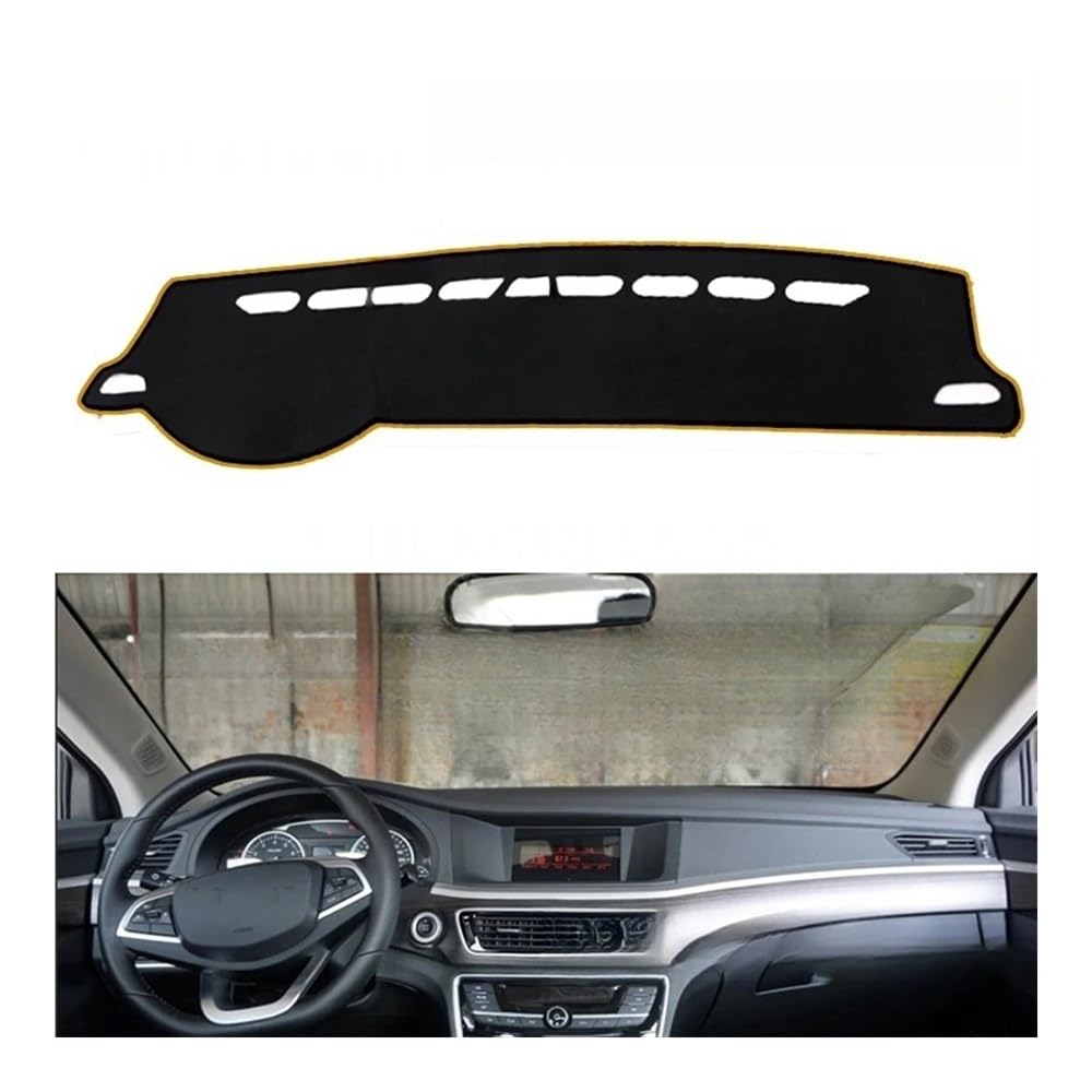 Auto Dashboard Abckung Matte Polyester Für Geely Für GT Für Emgrand 2015-2018 Auto Zubehör Sonnenschirm Teppich Dashmat Dashboard Cover Schützen Pad(Brown Edge,LHD) von CVZSD