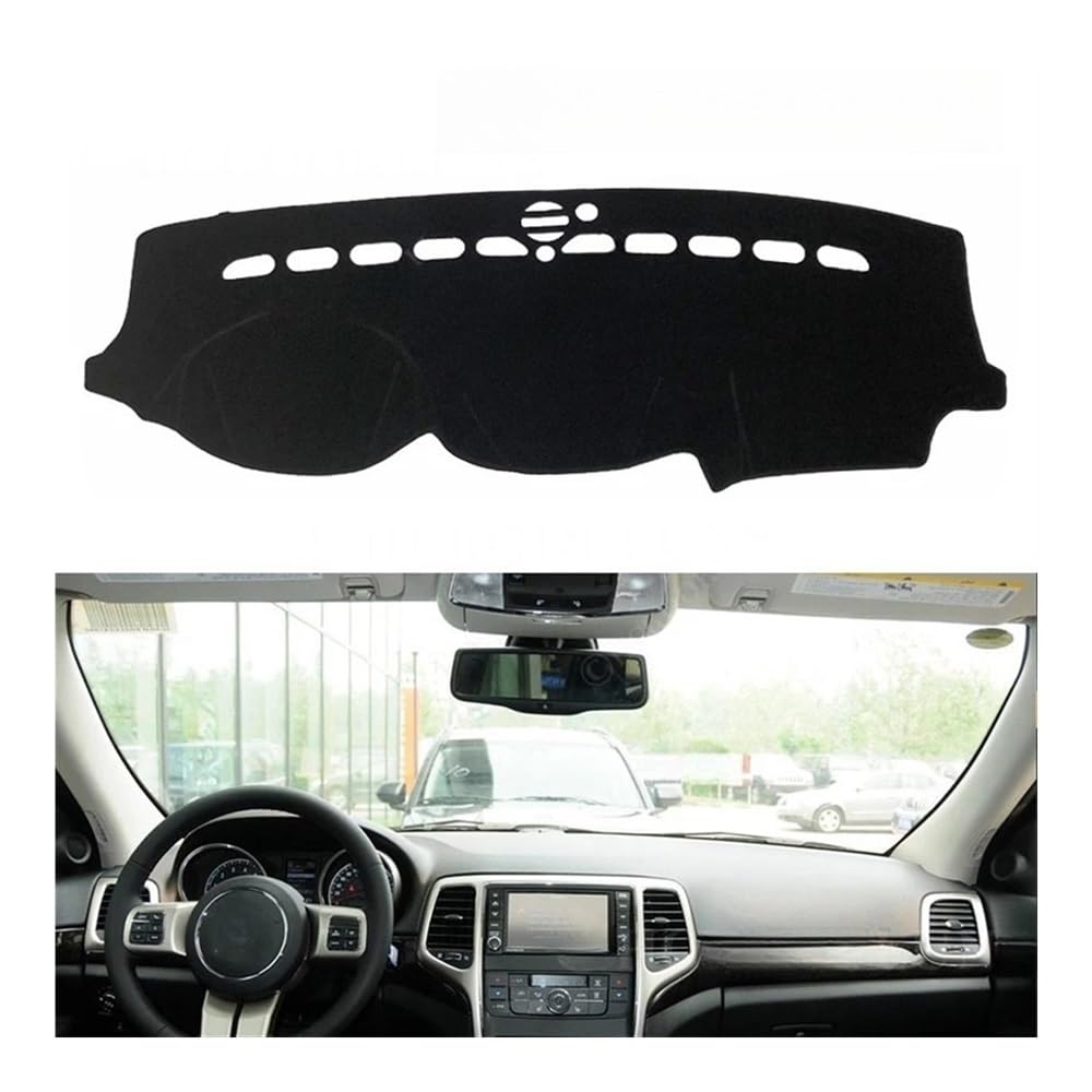 Auto Dashboard Abckung Matte Polyester Für Jeep Für Grand Für Cherokee Für WK2 2011–2019 Autozubehör Armaturenbrett Sonnenschutz Teppich Armaturenbrett-Abckung Schutzpolster(Black Edge,LHD) von CVZSD