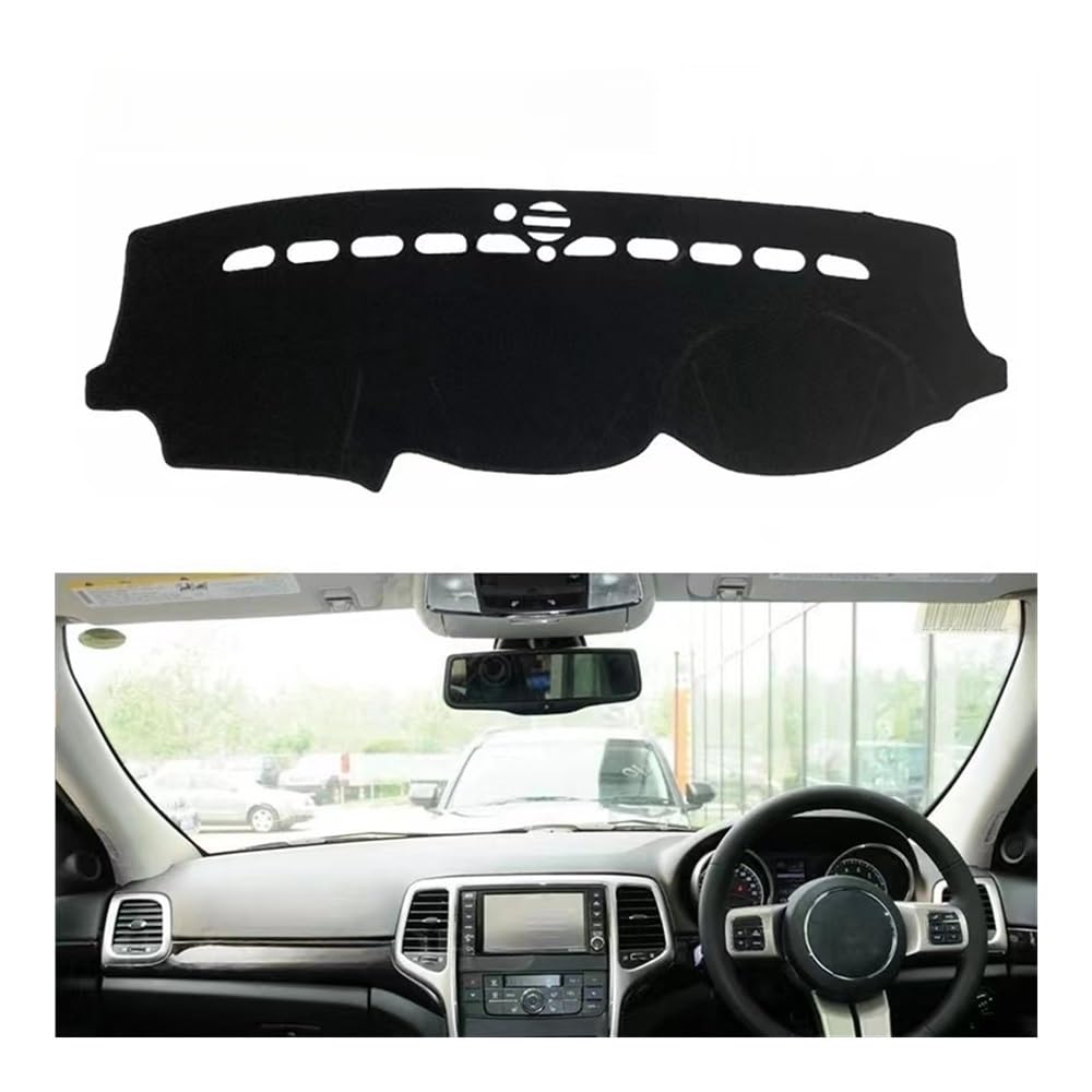 Auto Dashboard Abckung Matte Polyester Für Jeep Für Grand Für Cherokee Für WK2 2011–2019 Autozubehör Armaturenbrett Sonnenschutz Teppich Armaturenbrett-Abckung Schutzpolster(Black Edge,RHD) von CVZSD